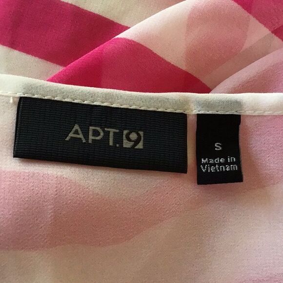 Apt. 9 Pink Striped Lightweight Chiffon Nautical Blouse with Cami Tank - Picture 11 of 16